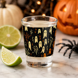 Copo De Shot Padrão de Fantasma Vintage Fofo Halloween Assustad