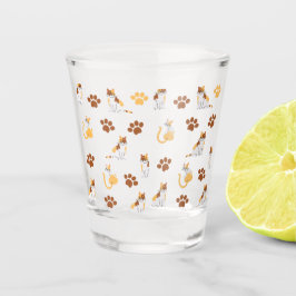 Copo De Shot Padrão de Gato Sem Costura - Gatinho de Cartoon Bo