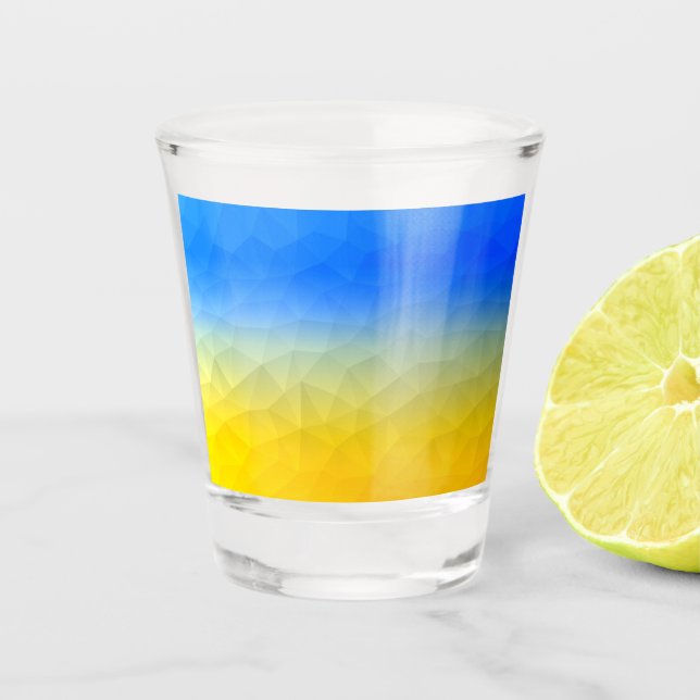 Copo De Shot Padrão de malha geométrica azul-ucraniano (Frente)
