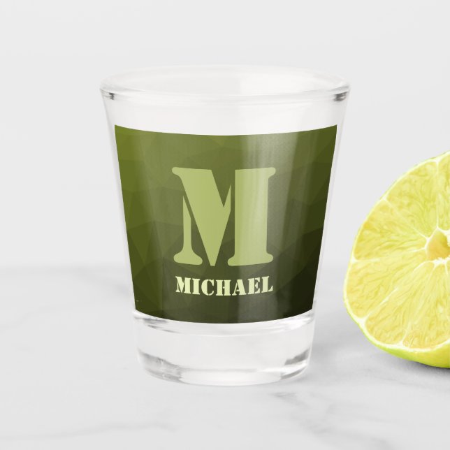 Copo De Shot Padrão de malha geométrica da oliveira verde do ex (Frente)