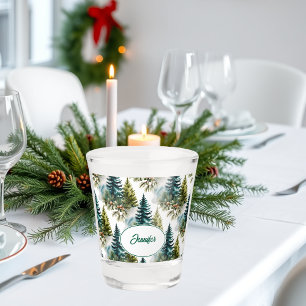 Copo De Shot Padrão de pinheiro em aquarela, inverno elegante