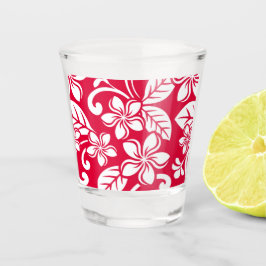COPO DE SHOT PADRÃO DE PLUMERIA DE ILHA EM VERMELHO MORANGO