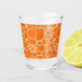 COPO DE SHOT PADRÃO FLORAL ABSTRATO EM LARANJA