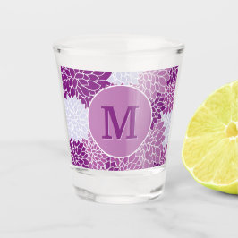 Copo De Shot Padrão Floral Roxo Monogramado