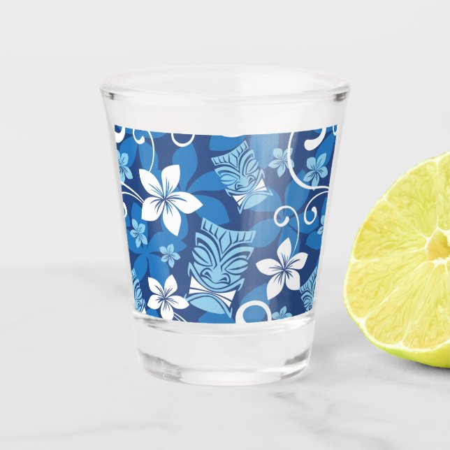 COPO DE SHOT PADRÃO LUAU TIKI EM AZUL (Frente)