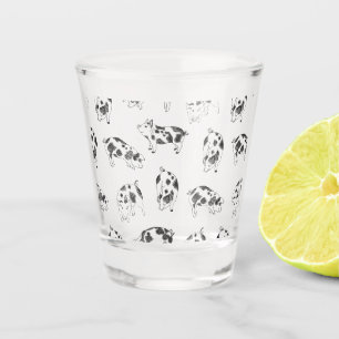 Copo De Shot Padrão Minimalista de Linha de Porco Cottagecore V
