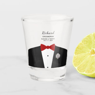 Copo De Shot Padrinho de casamento de Festa Branca - Vidro Verm