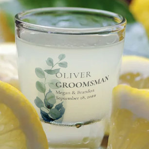 Copo De Shot Padrinho de casamento Eucalyptus Greenery Personal