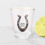 Copo De Shot Padrinho de Casamento Ferradura Ornamentada<br><div class="desc">Esta ilustração de ferradura sofisticada é perfeita para os homens da sua comitiva ocidental.</div>