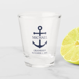 Copo De Shot Padrinhos de casamento Personalizados de Âncora Az