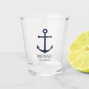 Copo De Shot Padrinhos de casamento Personalizados de Âncora Az