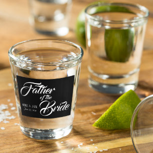 Copo De Shot Pai do Escrito Branco Bride em Preto