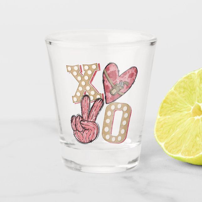 Copo De Shot País Ocidental Xoxo | Abraços e beijos (Frente)