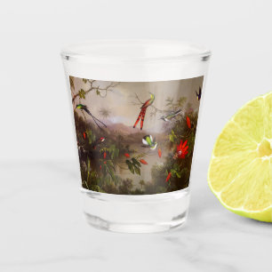 Copo De Shot Paisagem tropical com dez beija-flores