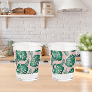 Copo De Shot Palma Rosa Tropical e Verde deixa um padrão perfei