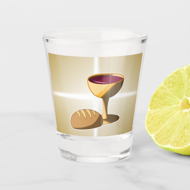 Copo De Shot Pão e Vinho A última comuna de Páscoa de jantar (Frente)