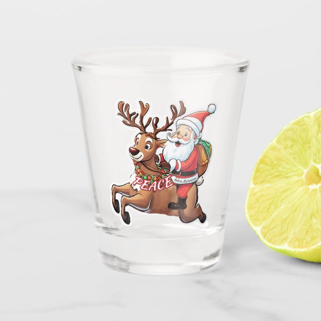 Copo De Shot Papai Noel com presentes de paz (Frente)