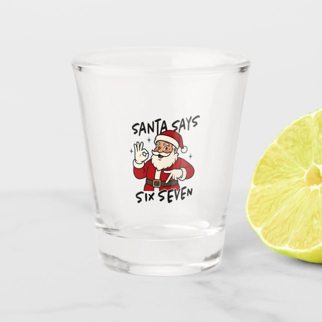 Copo De Shot Papai Noel Diz Seis Sete 6 7 Natal Engraçado Brain (Frente)