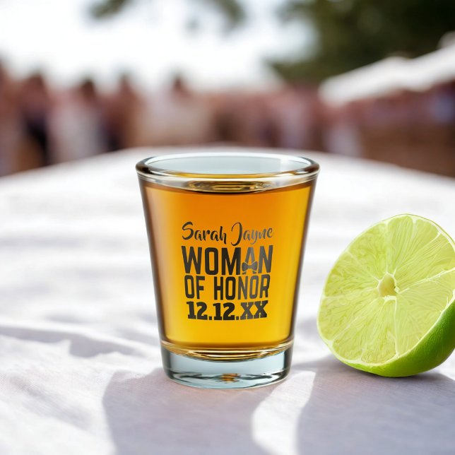 Copo de Shot para a Mulher de Honra (For your Woman of Honor. Just add her name and your wedding date)