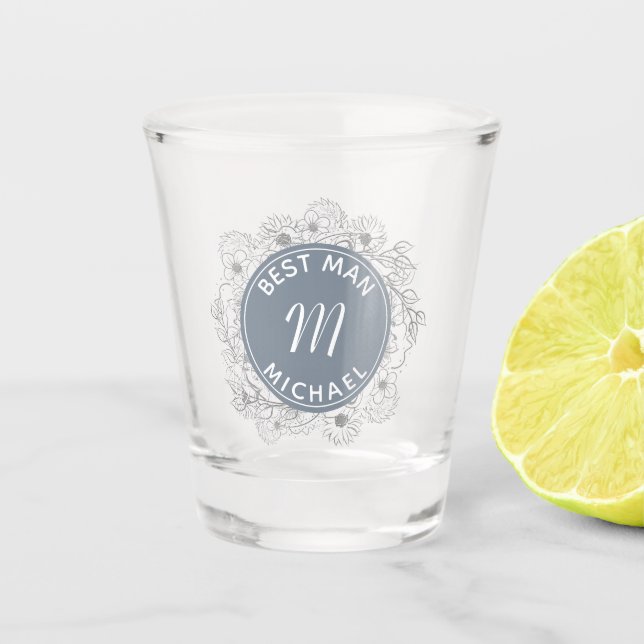 Copo de Shot para o Padrinho de Casamento em Azul  (Frente)