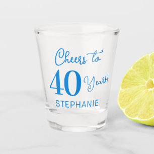 Copo De Shot Parabéns azuis por 40 anos Festa de aniversário de