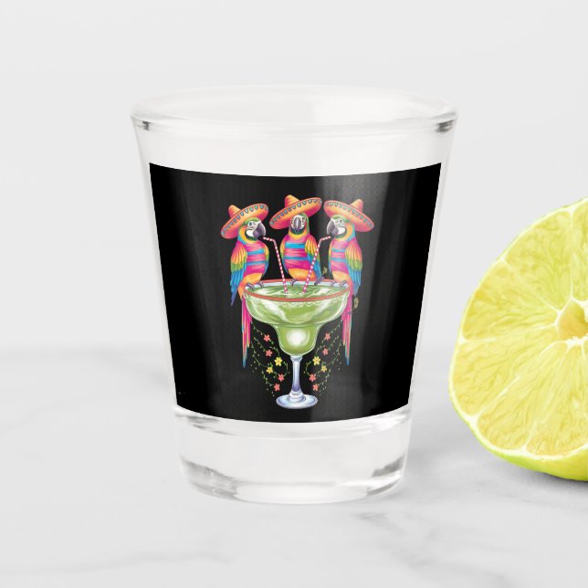Copo De Shot Parrot Cinco De Mayo Funny Bebendo Mexicano Fiesta (Frente)