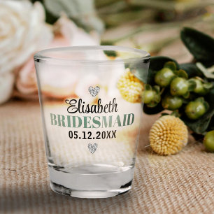 Copo De Shot Partido Bridal do Elegante Moderno Script Glitter 