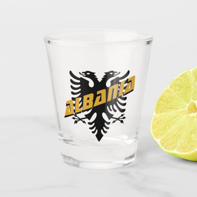 Copo De Shot Partido Patriótico Albânia e Bandeira Albanesa (Frente)