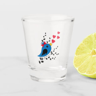 Copo De Shot Pássaro Azul