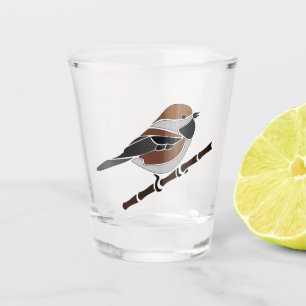 Copo De Shot Pássaro Chickadee Boreal Ilustrado