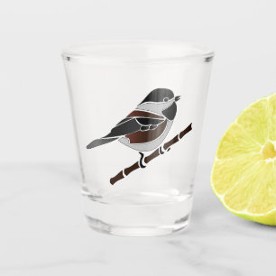 Copo De Shot Pássaro Chickadee De Castanheiro Cheio Ilustrado