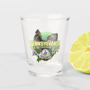 Copo De Shot Pássaro & flor de estado de Pensilvânia