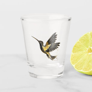 Copo De Shot Pássaro Humino Negro e Dourado