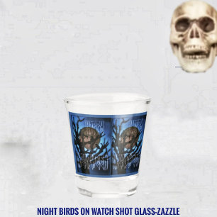 Copo De Shot Pássaros Noturnos Em Observação