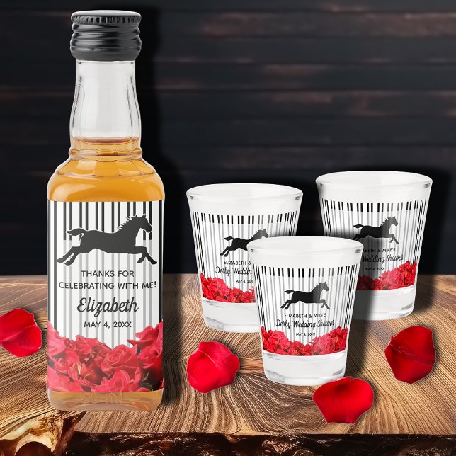 Copo De Shot Passeio de Cavalos de Derbi de Casamento de Chuva  (Shot glasses and liquor bottle labels sold separately in our collection.)