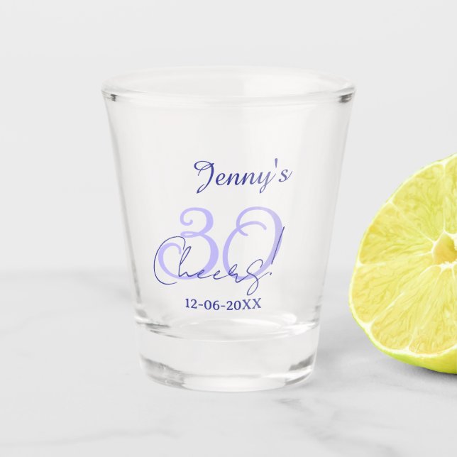 Copo De Shot Pastel cheers 30th birthday purple elegant name da (Frente)