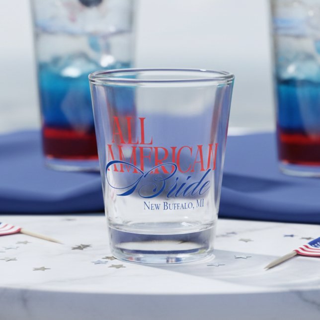 Copo De Shot Patriotic All American Bride Bachelorette (Patriotic All American Bride Bachelorette Shot Glass)