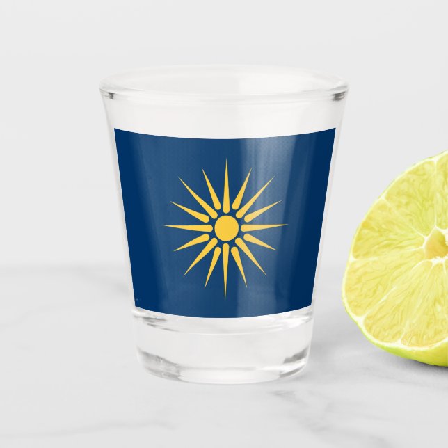 Copo De Shot Patriotic shot glass with flag of Macedonia (Frente)