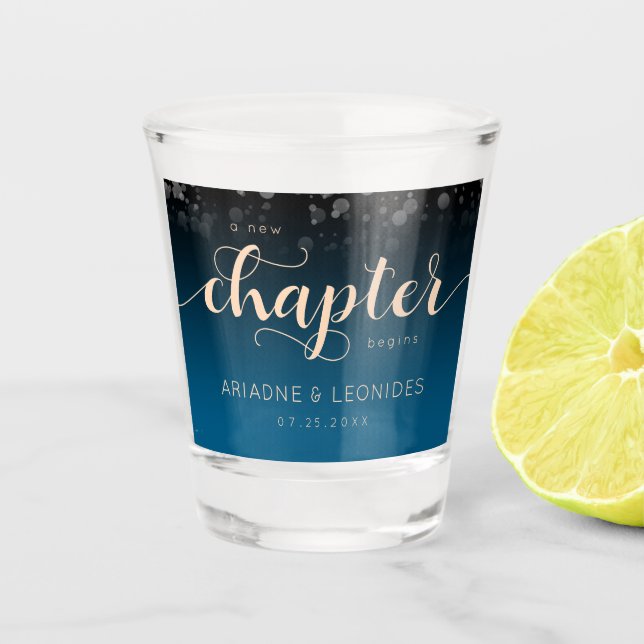 Copo De Shot Peach Oceanic Blue Casado Um Novo Capítulo (Frente)