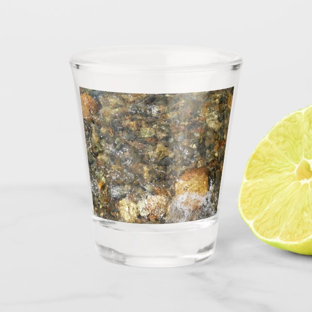 Copo De Shot Pebolhas Vestidas no rio Castanho e Abstrato natur (Frente)