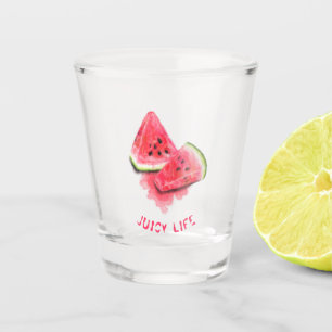 Copo De Shot Pedaços De Melancia Suculenta Vermelha - Desenho
