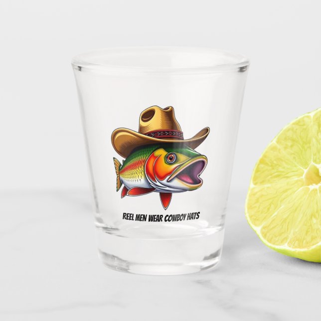 Copo De Shot Peixe Engraçado com Chapéu de Cowboy (Frente)