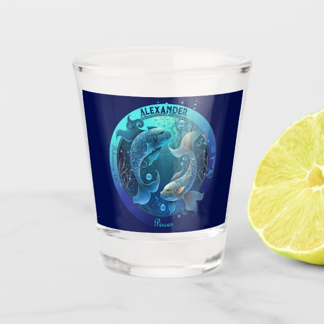 Copo De Shot Peixes Zodíaco Personalizável  (Frente)