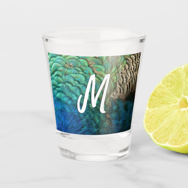 Copo De Shot Penas de Peacock I Abstrato (Frente)