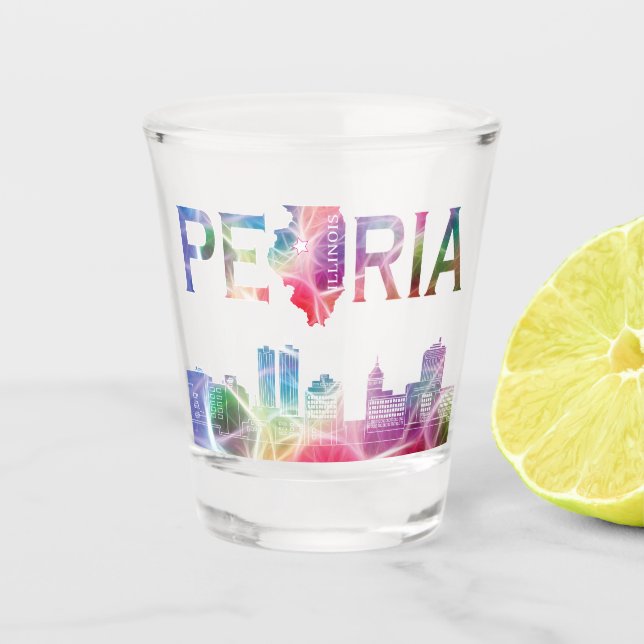 Copo De Shot Peoria, Illinois II - Design colorida (Frente)