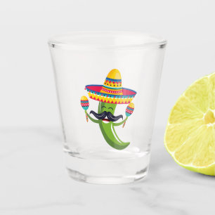 Copo De Shot Pepper Verde do Partido em Sombrero com Maracas
