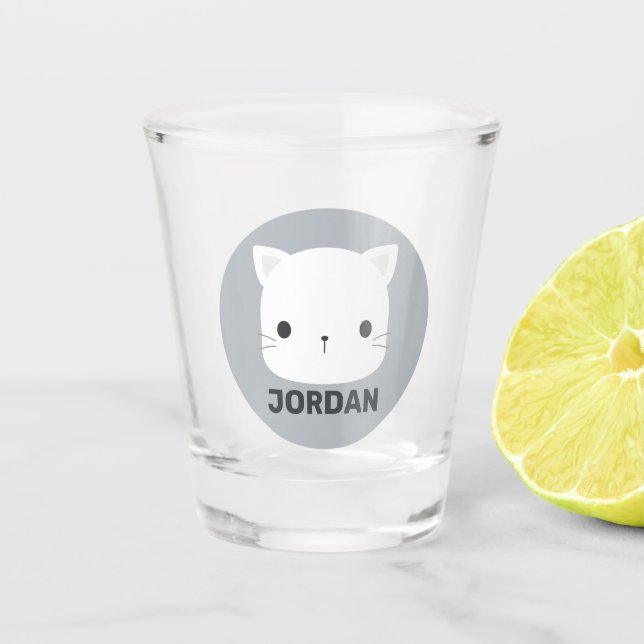 Copo De Shot Pequeno Gato Bonito com Nome Personalizado (Frente)