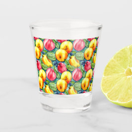 Copo De Shot Pera de maçã de fruta padrão de aquarela de verão