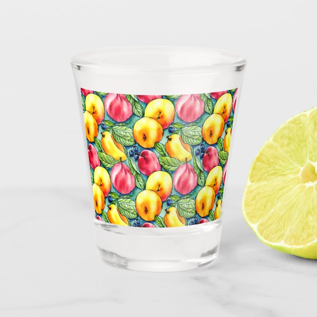 Copo De Shot Pera de maçã de fruta padrão de aquarela de verão (Frente)