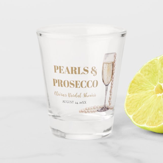 Copo De Shot Pérolas Douradas Elegantes e Chuveiro de Noiva Pro (Frente)